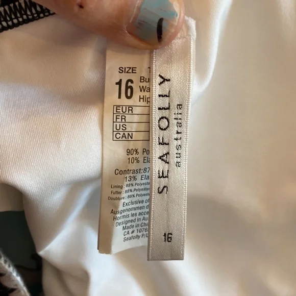 Seafolly summer vibe hipster bikini bottoms white black US 12 - Picture 7 of 8